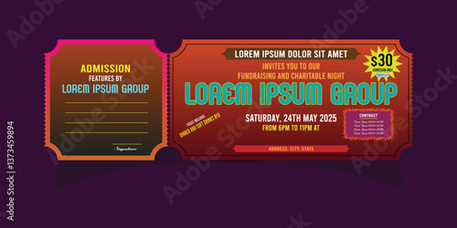 Retro Concert Ticket with Holographic Disco Era Design