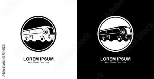 Logo design in the form of a large bus combined with a circle