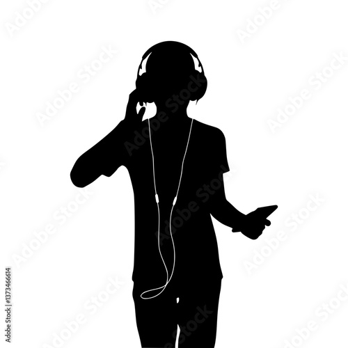 Silhouette DJ Listening to Music