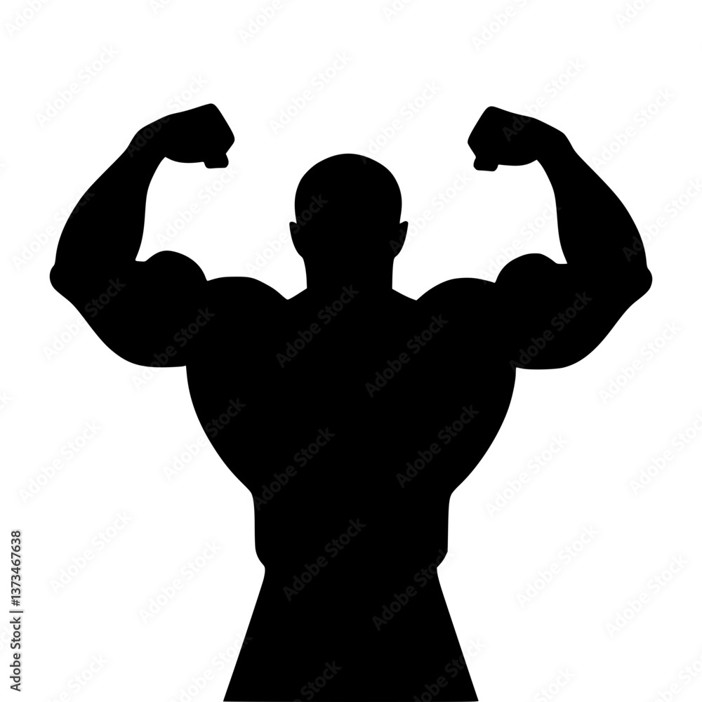 Fototapeta premium Muscular Man Flexing - Silhouette Vector