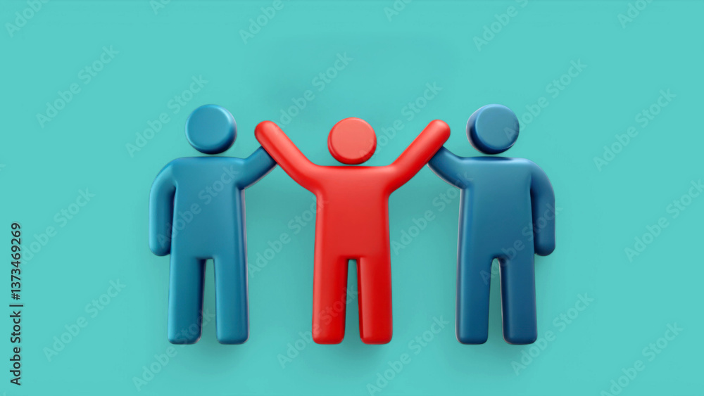 teamwork and unity with collaboration 3D illustration. Three stylized figures representing community and support. teamwork and unity with collaboration 3D illustration. Three stylized figures representing community and support.