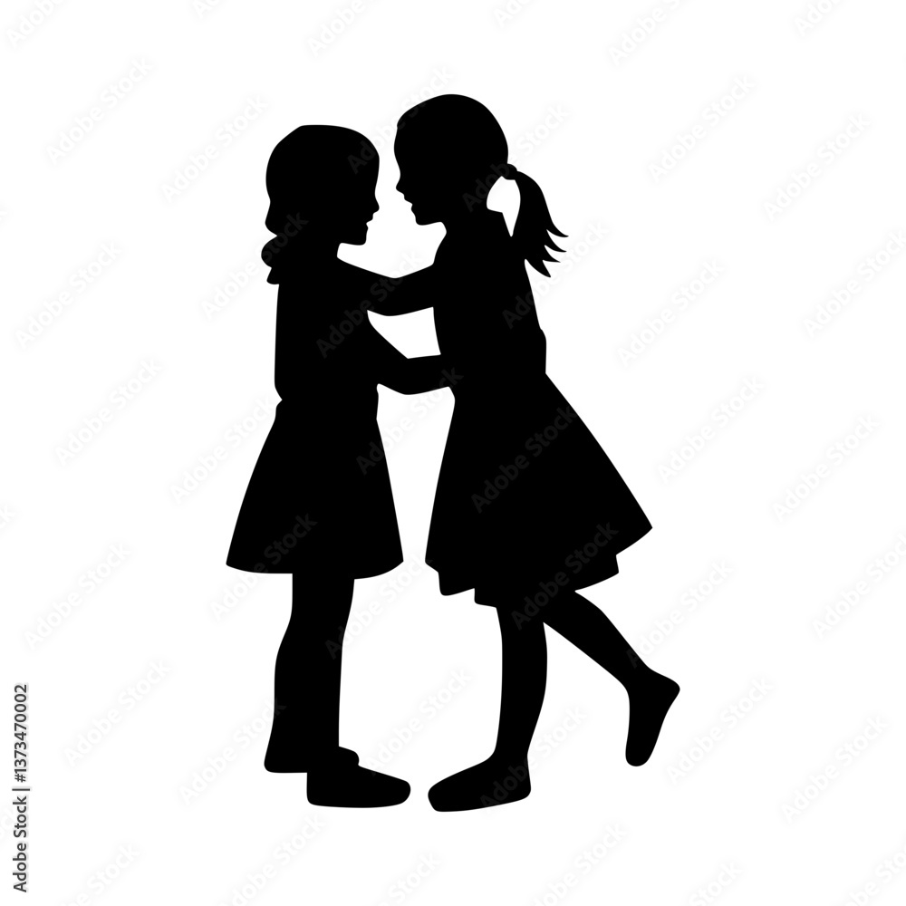 Silhouette Girls Dancing - Friendship Illustration Silhouette Girls Dancing - Friendship Illustration