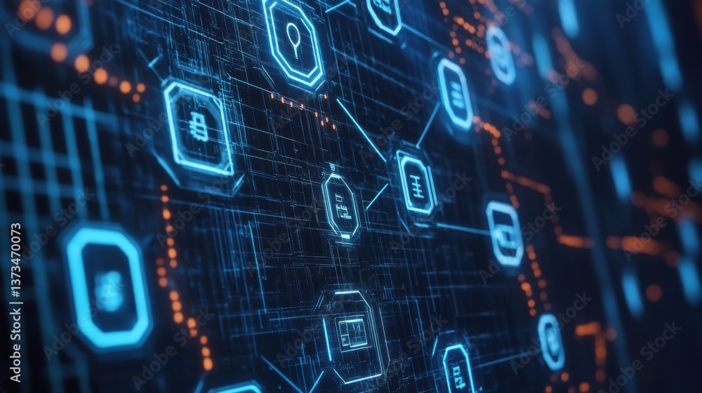 Blockchain developer creating decentralized identity verification systems, office with blockchain software and digital identity data, Blockchain Tech style Blockchain developer creating decentralized identity verification systems, office with blockchain software and digital identity data, Blockchain Tech style
