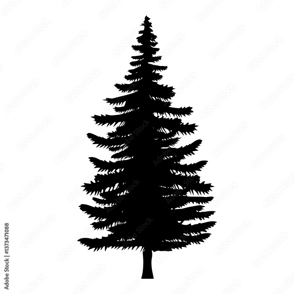 Obraz premium Silhouette Pine Tree Graphic Design