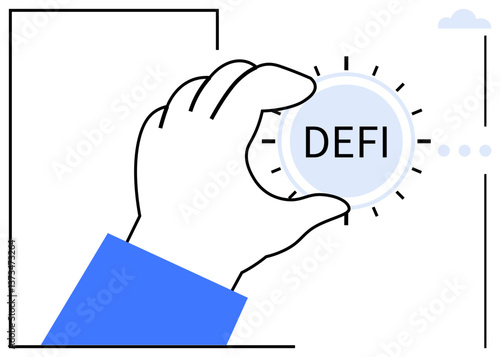 Hand holding a glowing DeFi coin, emphasizing decentralized finance, innovative financial solutions, and technology. Ideal for fintech, blockchain, cryptocurrency, investment, transparency financial