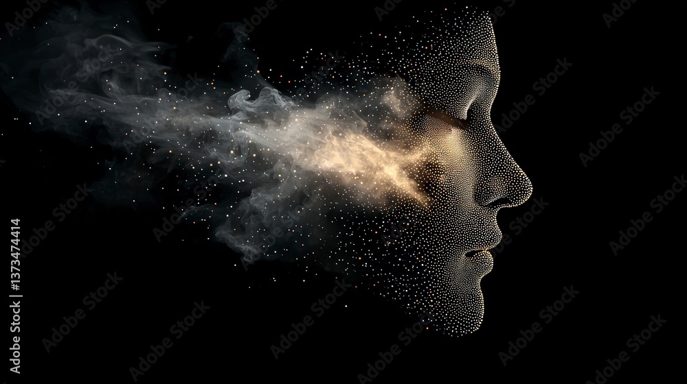 © Oat_Photo - Abstract Face  Digital Art  Dots  Particles  Energy  Transformation  Cosmic  Nebula  Mysti