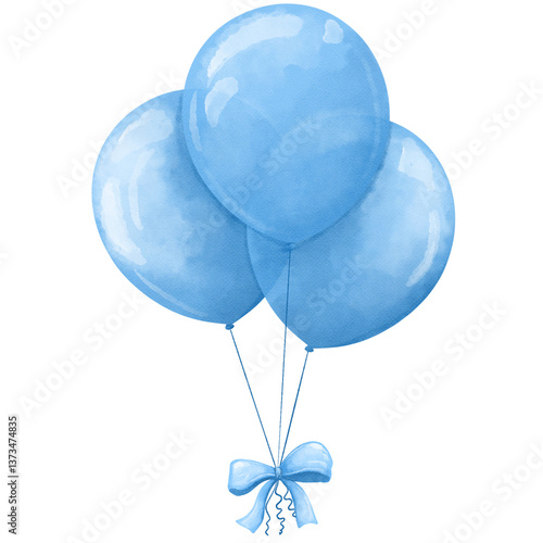 blue balloons with a ribbon