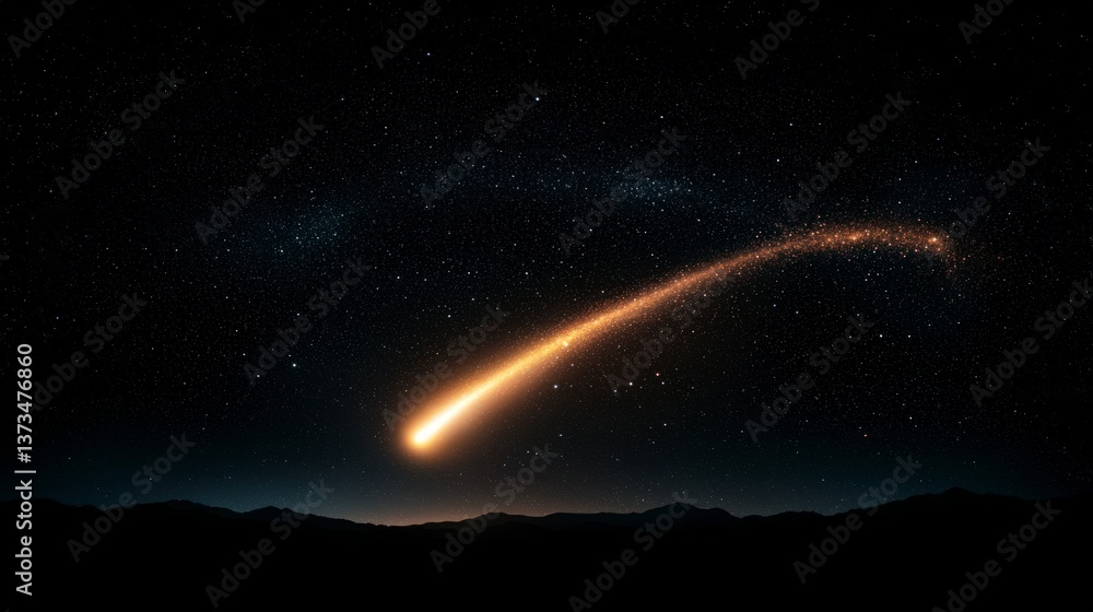 Cosmic Comet Blaze Night Sky Starry Landscape Meteor Trail Cosmic Comet Blaze Night Sky Starry Landscape Meteor Trail