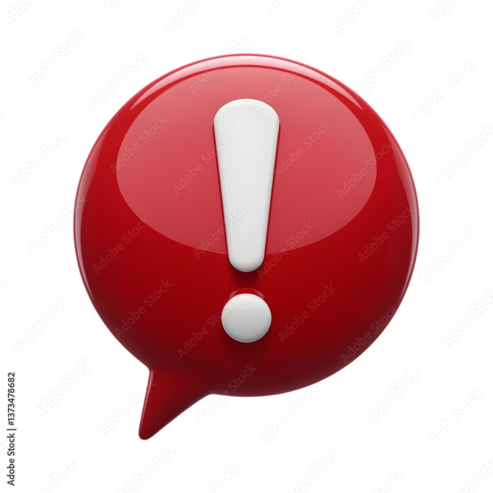 Red exclamation point in a speech bubble, a modern design element. Red exclamation point in a speech bubble, a modern design element.