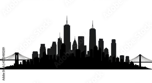 City Skyline Silhouette with Black Background