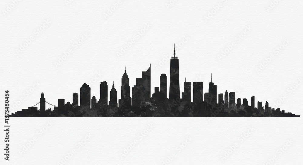 Obraz premium City Skyline Silhouette with Black Background