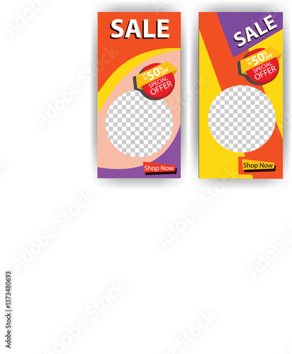 Colorful sale banners for social media