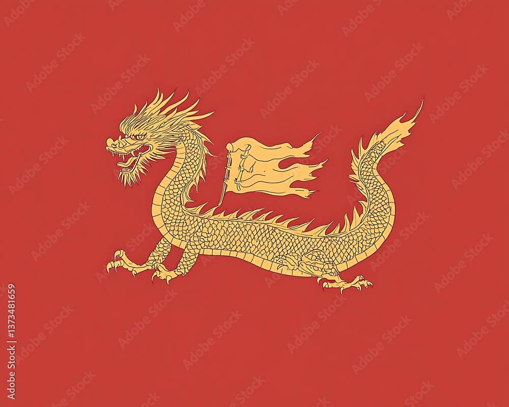Fototapeta premium Chinese Dragon Flag, Historical Banner