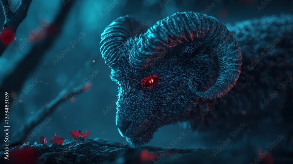 Obraz premium Devil Stylized fantasy depiction of a mythical devil horned beast.