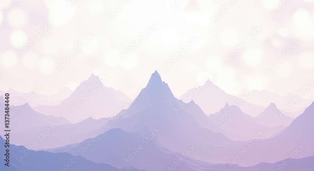 Naklejka premium Mountain Landscape with Pastel Sky