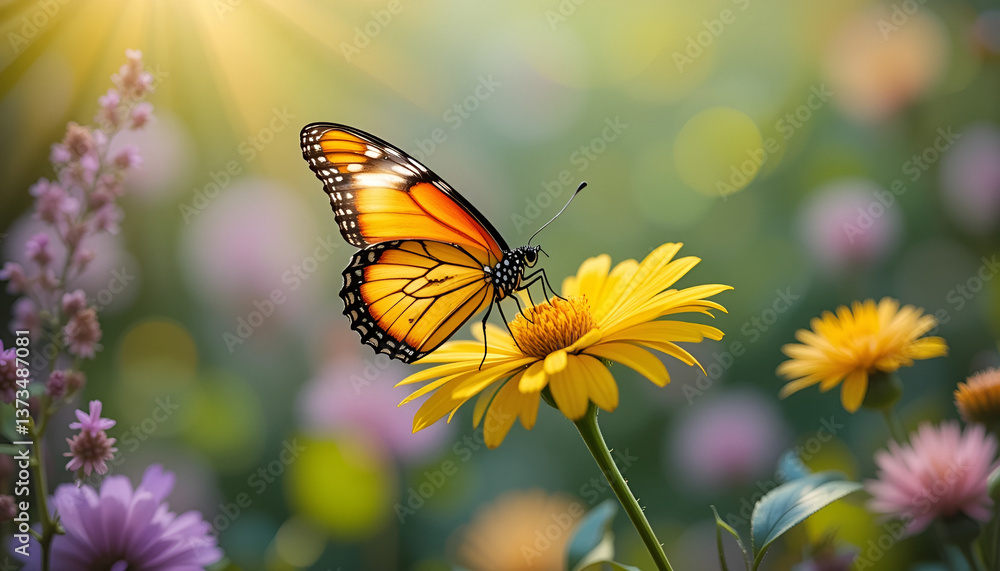 Fototapeta premium butterfly on flower