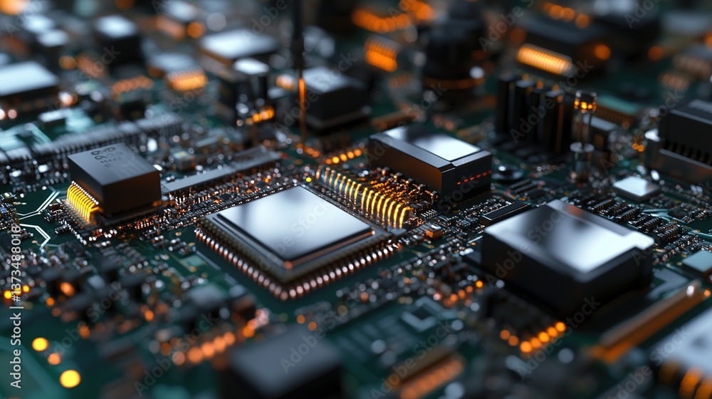 Automated assembly line producing electronic devices. Automated assembly line producing electronic devices.