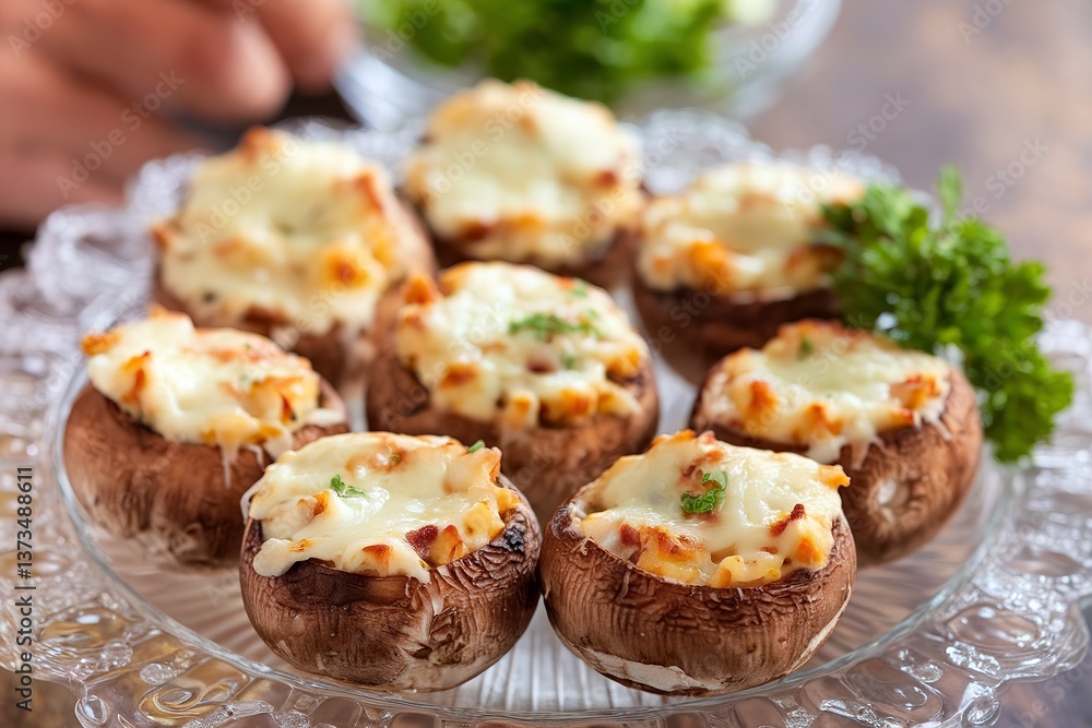 Stuffed mushrooms baked with garlic and cheese Stuffed mushrooms baked with garlic and cheese
