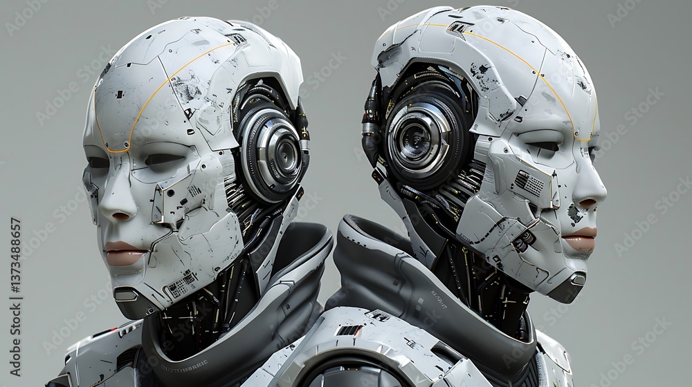 Fototapeta premium Futuristic Android with Human-Like Features