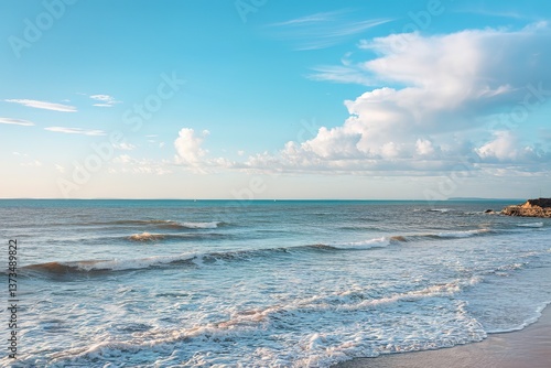 Quiet sea views with white cloud and blue-sky