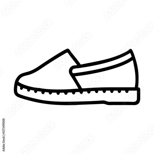 Stylish Espadrilles Icon in Simple Line Art Design  