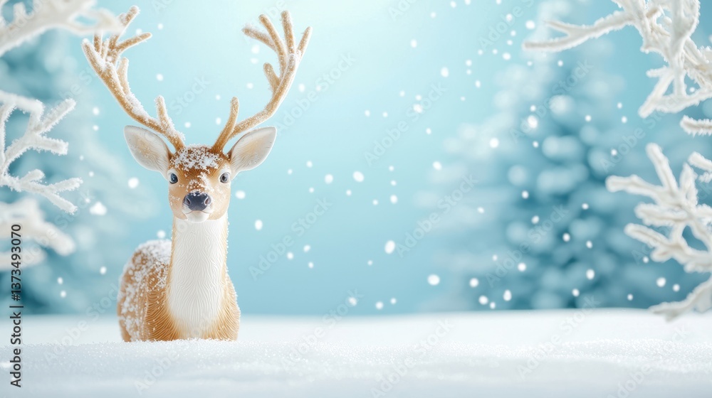 Elegant A deer standing in a peaceful winter forest covered in snow. Elegant A deer standing in a peaceful winter forest covered in snow.