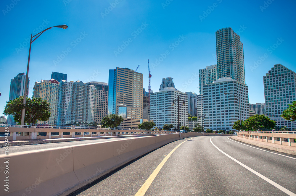 Downtown Miami skyline from Brickell Key, Florida