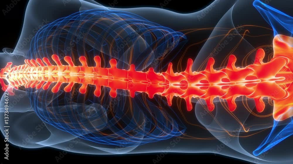 Spinal Cord Vertebral Column of Human Skeleton System Anatomy Animation ...