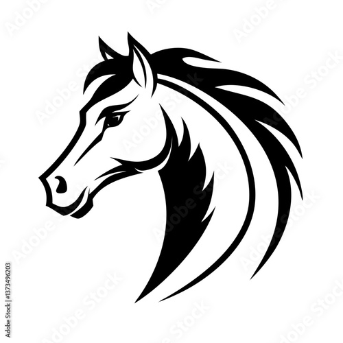 A stunning Friesian horse head icon featuring a long, flowing mane.