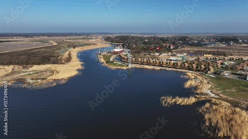 Wallpaper Mural Aerial view of the small boat harbor of Dreverna town. Europe, Lithuania. Torontodigital.ca