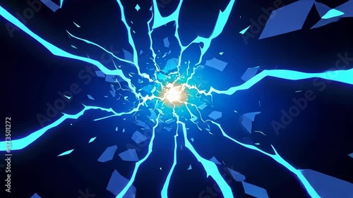 Powerful comic-style background in electric blue and black featuring jagged lightning bolts, creating an intense and energetic design for bold visuals.