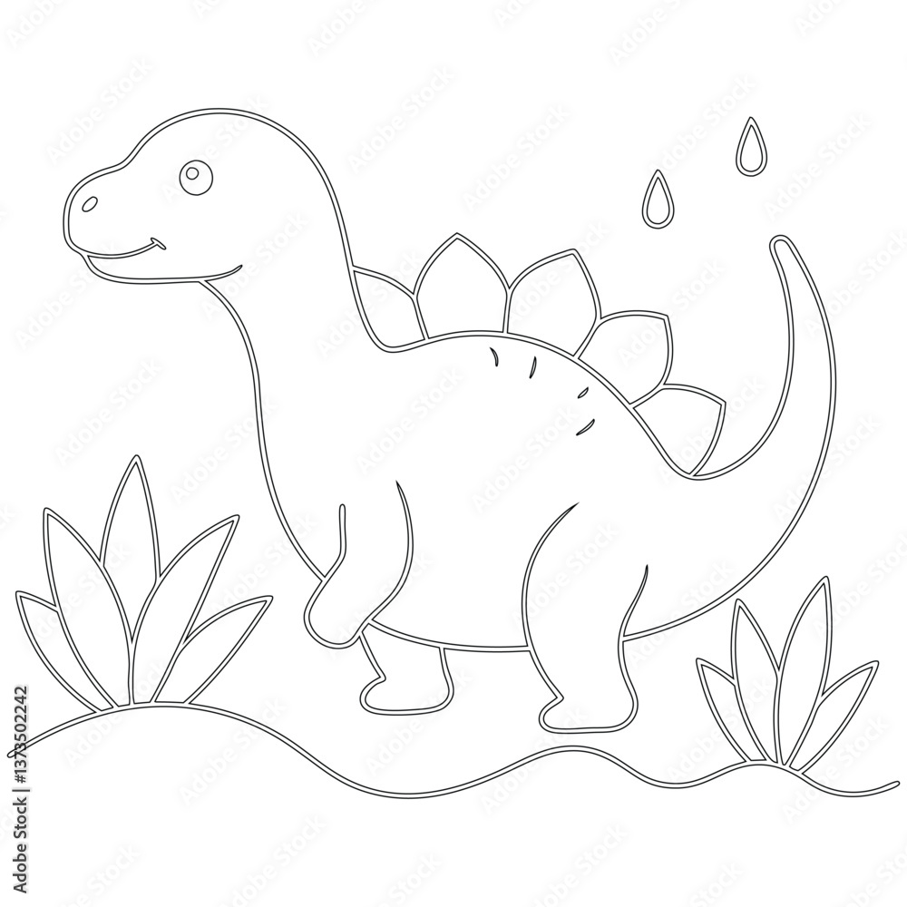 cute cartoon little dinosaur black line drawing for coloring page cute cartoon little dinosaur black line drawing for coloring page