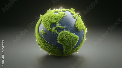 3D Cartoon Globe  Green Grass  Earth  Planet  Nature  Eco Friendly  Sustainable