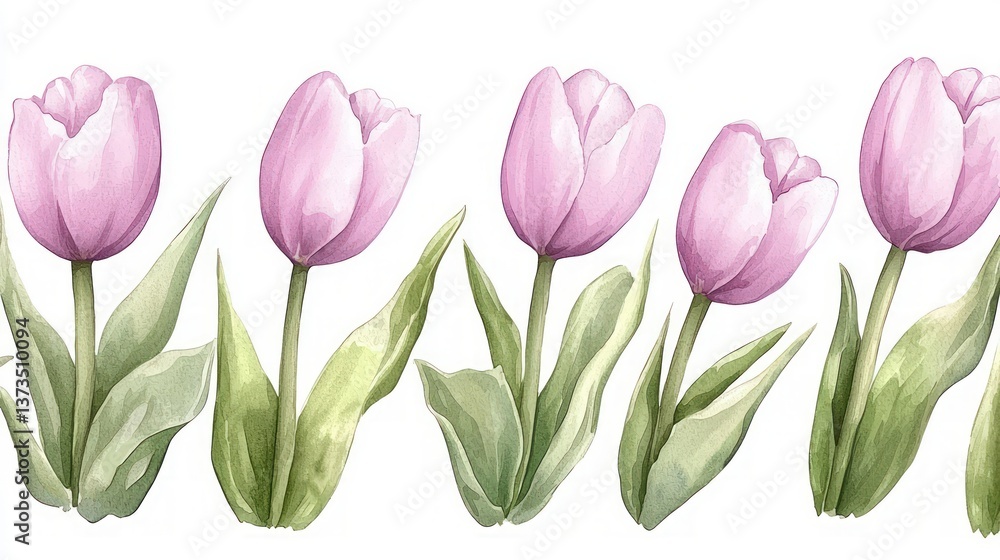 custom made wallpaper toronto digitalWatercolor Lavender Tulips Seamless Pattern  Spring Floral Design