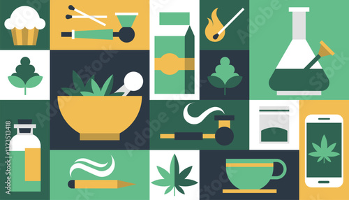 Marijuana cannabis medicine legal geometric background vector pattern poster banner