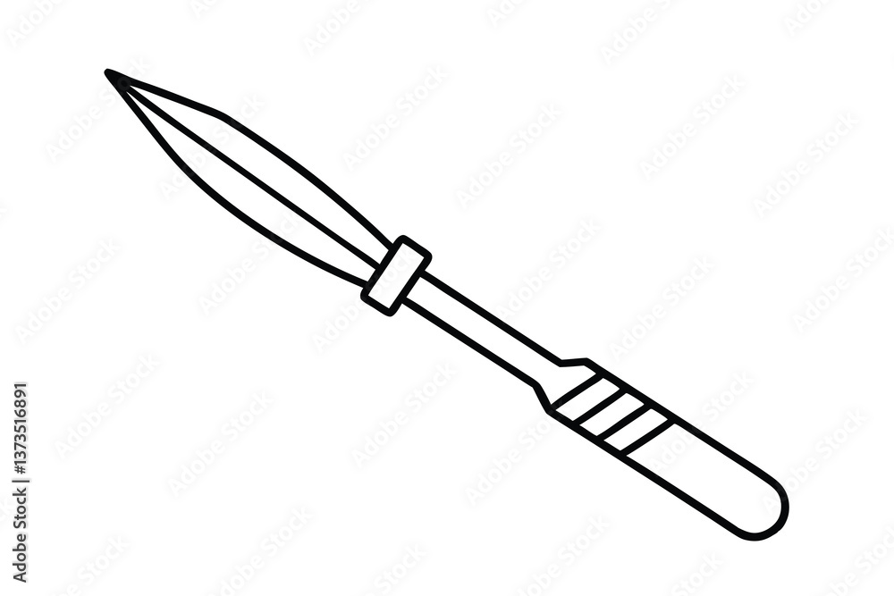 Obraz premium Line art illustration of a medical surgical scalpel knife
