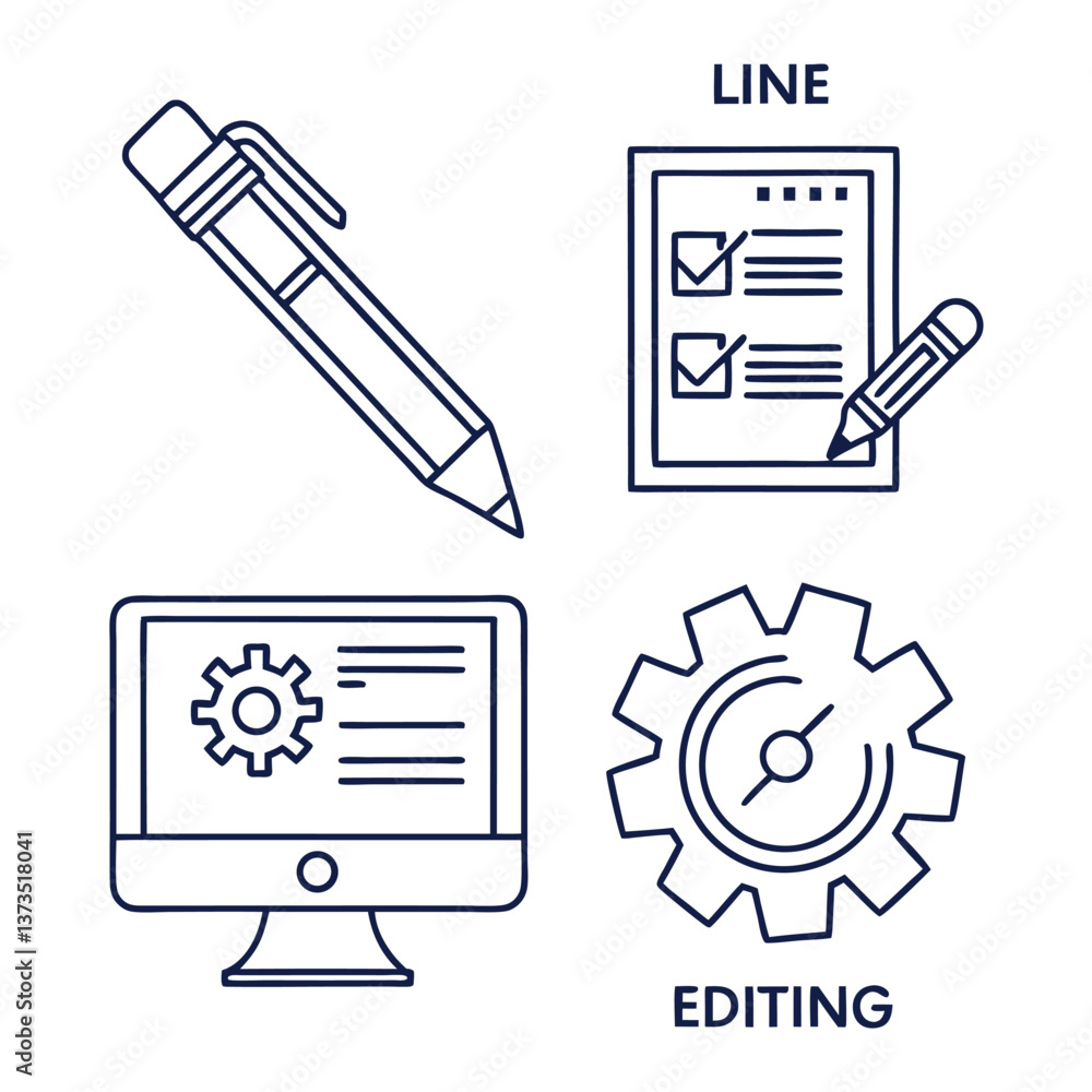 Web icons set with symbols for internet business and technology