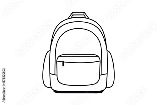 Outline Drawing of a Classic Backpack School, Travel, Carry