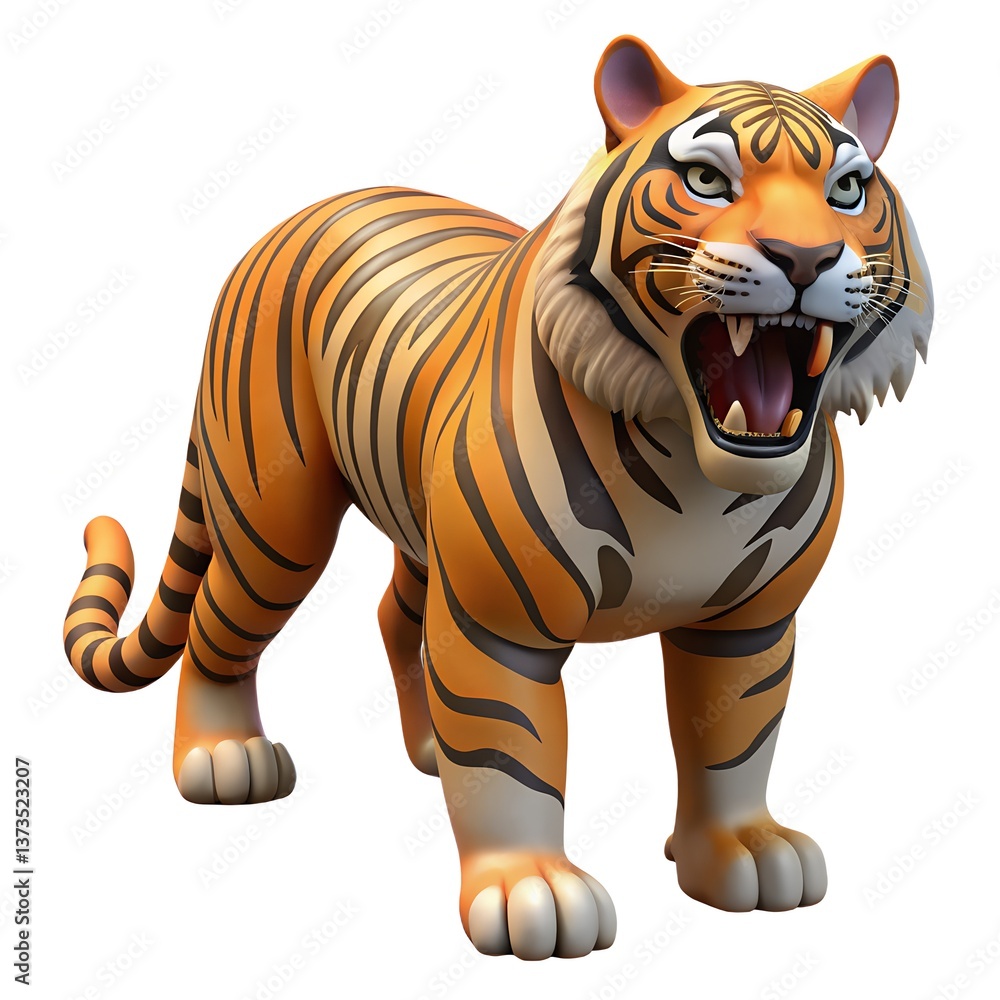 Fototapeta premium 3D tiger on white background