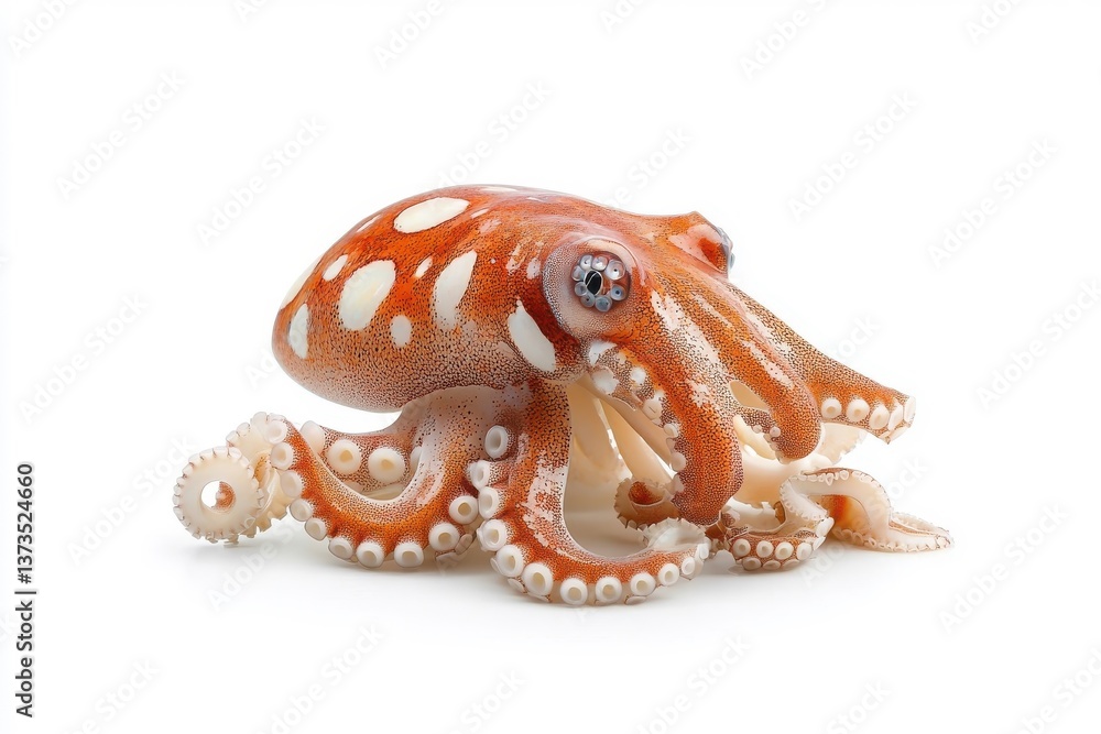 Fototapeta premium An Art Nouveau style cuttlefish, isolate on white background, characterized by flowing lines and elegance.