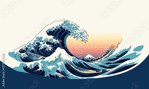 Dynamic Tsunami Cross-Section Vector Illustrating Hydrodynamic Water Dynamics
