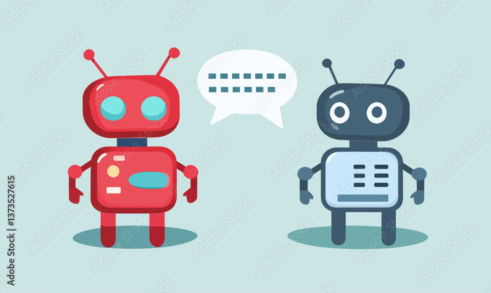 Chatbot Dialogue Concept with Vector Robots in Digital Conversation Chatbot Dialogue Concept with Vector Robots in Digital Conversation