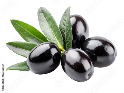 Black olives isolated on transparent background