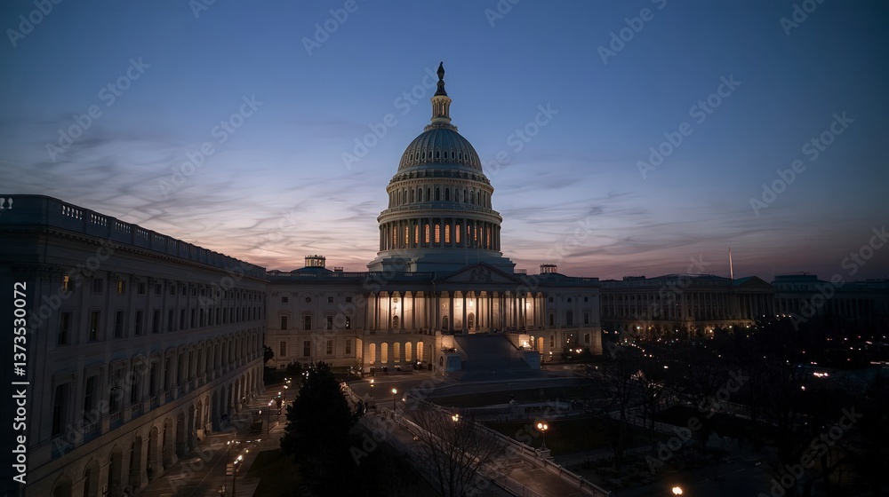 Majestic Capitol Hill at Dusk US Government Building Washington DC