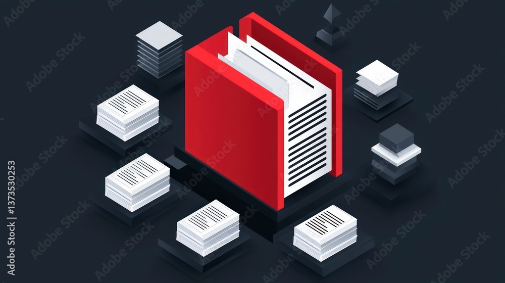 Red File Folder Icon  Data  Document  Archive  Records  Management  Database  Information
