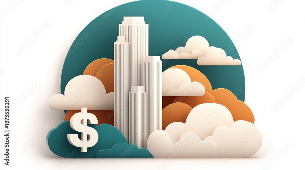 Skyscraper Cityscape Financial Success Real Estate Investment Modern Icon
