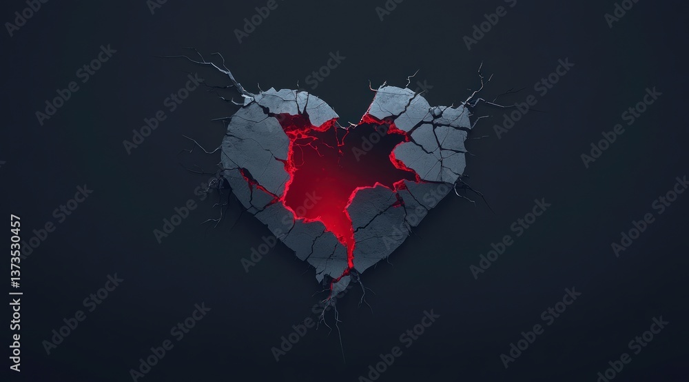 Cyberpunk Broken Heart Dark Red Glowing Pixel Art
