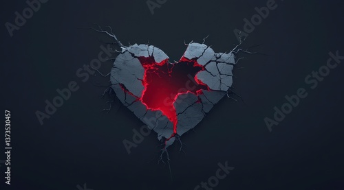 Obraz na płótnie Cyberpunk Broken Heart Dark Red Glowing Pixel Art w salonie