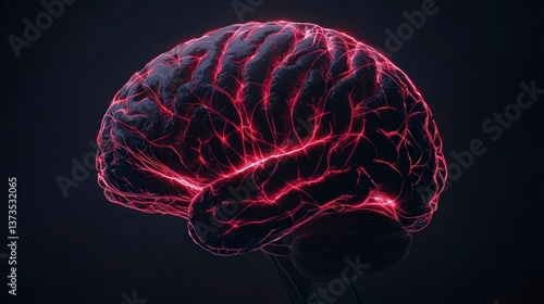 Glowing Human Brain  Neural Network  Red Lines  Mind Power  Intelligence   Neurology  3D R