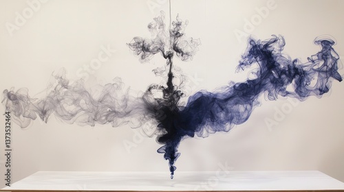 Obraz na płótnie Abstract Ink Swirl Navy Silver White Fluid Art Painting w salonie